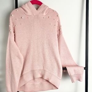 Tahari Pink Knit Sweater with Pearls